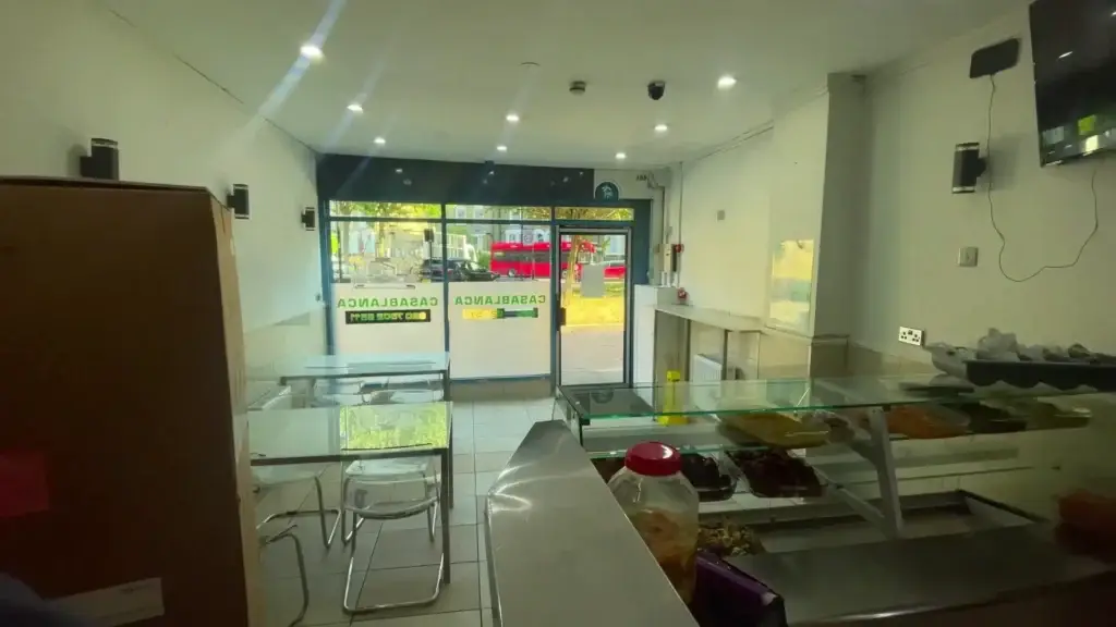 A view of the front interior of Casablanca restaurant, showcasing its vibrant, welcoming atmosphere and Caribbean décor.
